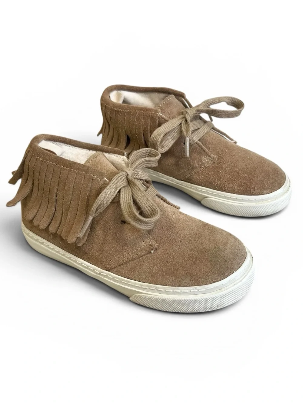 Gap Toddler Size 9 Genuine Suede Fringe Ankle Boot Shoes Tan GUC